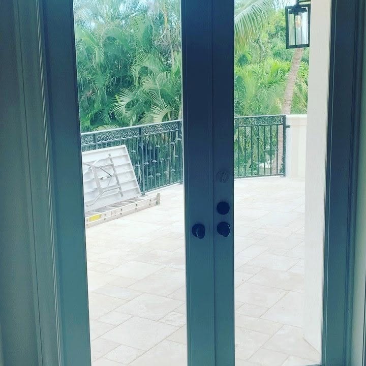 Residential patio doors prepared for window film